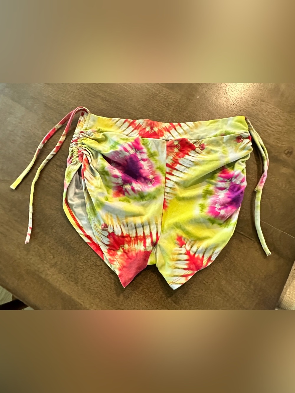 Tie-Dye High Waist Drawstring Shorts - Pink, Red, Green